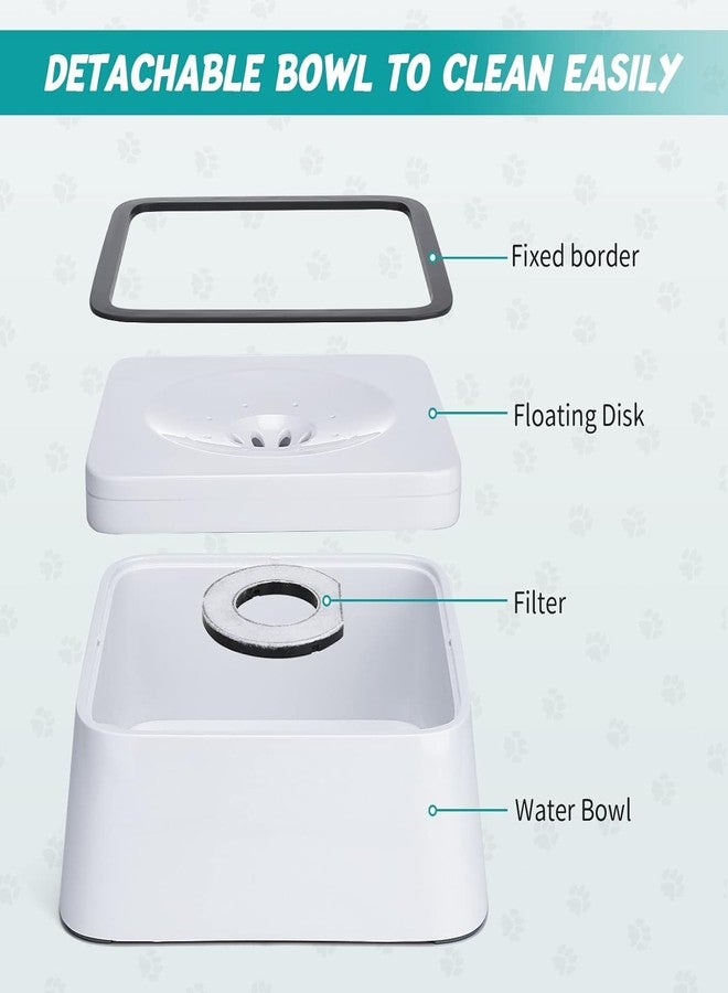 GETZET Dog Water Bowl Slow Feeder No-Spill Pet Water Bowl Vehicle Carried Splash Free for Cats Pets, Floating Disk Travel Outdoor Indoor Dispenser for Dogs, Cats (White) - Image 5